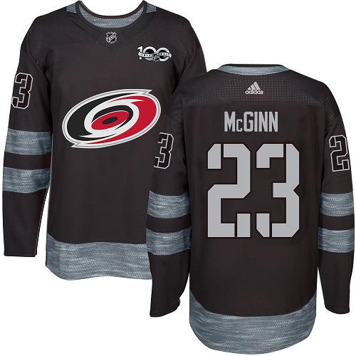 Adidas Hurricanes #23 Brock McGinn Black 1917-2017 100th Anniversary Stitched NHL Jersey