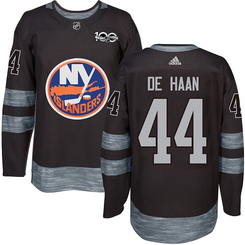 Adidas Islanders #44 Calvin De Haan Black 1917-2017 100th Anniversary Stitched NHL Jersey