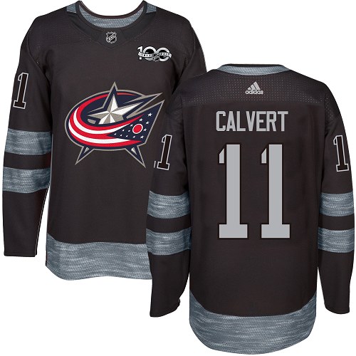 Adidas Blue Jackets #11 Matt Calvert Black 1917-2017 100th Anniversary Stitched NHL Jersey