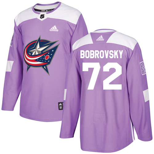 Adidas Blue Jackets #72 Sergei Bobrovsky Purple Authentic Fights Cancer Stitched NHL Jersey