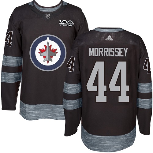 Adidas Jets #44 Josh Morrissey Black 1917-2017 100th Anniversary Stitched NHL Jersey