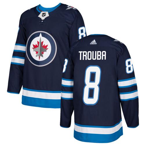 Adidas Jets #8 Jacob Trouba Navy Blue Home Authentic Stitched NHL Jersey