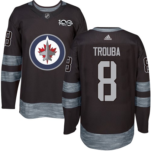 Adidas Jets #8 Jacob Trouba Black 1917-2017 100th Anniversary Stitched NHL Jersey