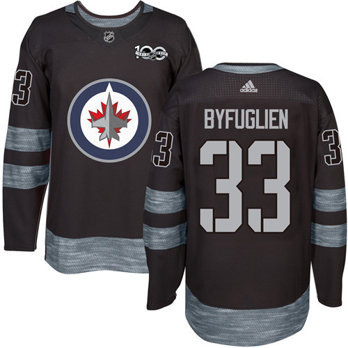 Adidas Jets #33 Dustin Byfuglien Black 1917-2017 100th Anniversary Stitched NHL Jersey