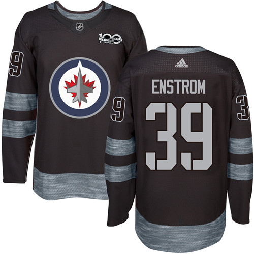 Adidas Jets #39 Tobias Enstrom Black 1917-2017 100th Anniversary Stitched NHL Jersey