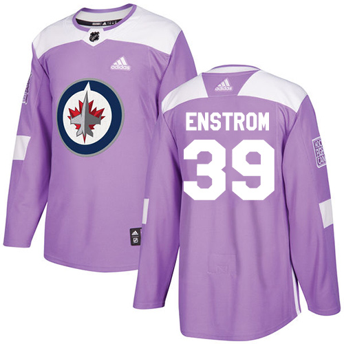 Adidas Jets #39 Tobias Enstrom Purple Authentic Fights Cancer Stitched NHL Jersey