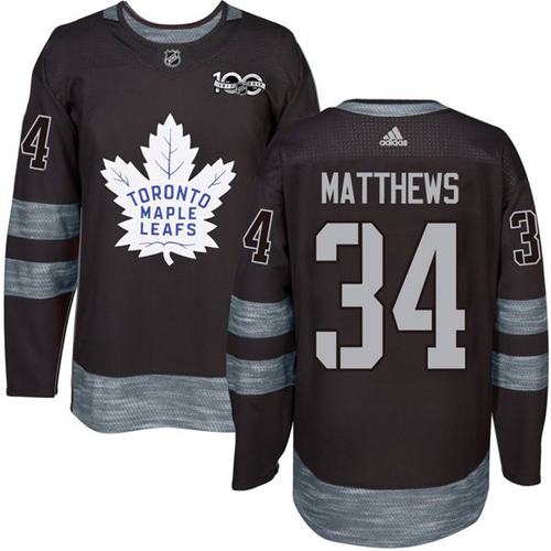 Adidas Maple Leafs #34 Auston Matthews Black 1917-2017 100th Anniversary Stitched NHL Jersey