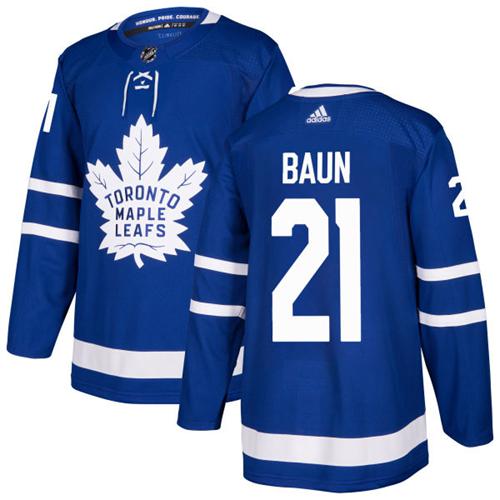 Adidas Maple Leafs #21 Bobby Baun Blue Home Authentic Stitched NHL Jersey