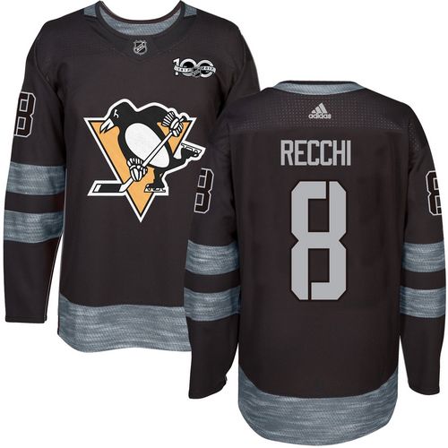 Adidas Penguins #8 Mark Recchi Black 1917-2017 100th Anniversary Stitched NHL Jersey