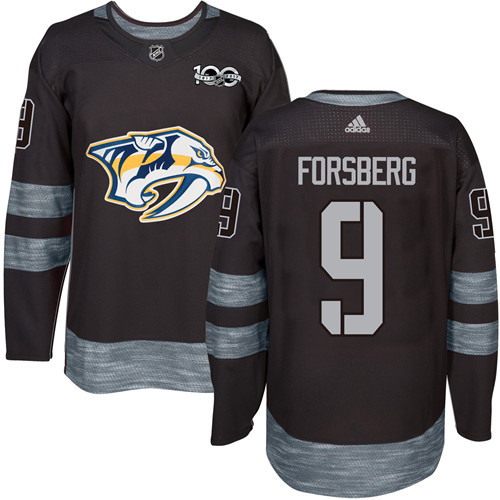 Adidas Predators #9 Filip Forsberg Black 1917-2017 100th Anniversary Stitched NHL Jersey