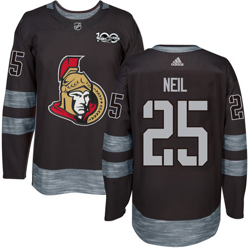 Adidas Senators #25 Chris Neil Black 1917-2017 100th Anniversary Stitched NHL Jersey