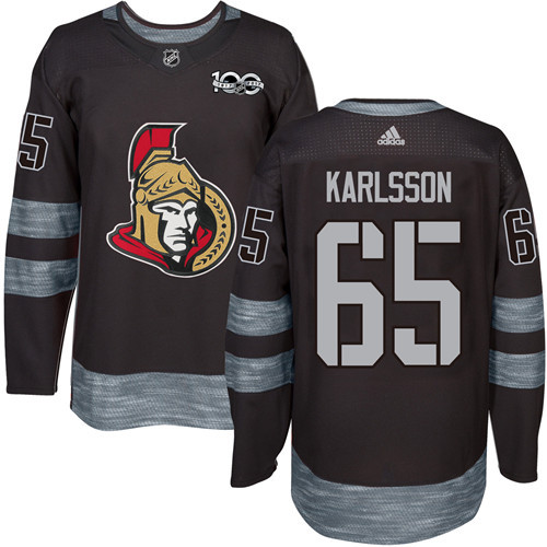 Adidas Senators #65 Erik Karlsson Black 1917-2017 100th Anniversary Stitched NHL Jersey