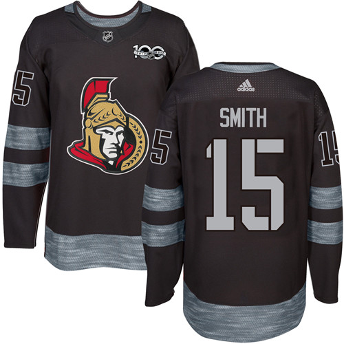 Adidas Senators #15 Zack Smith Black 1917-2017 100th Anniversary Stitched NHL Jersey