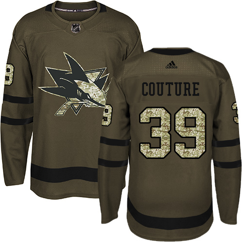 Adidas Sharks #39 Logan Couture Green Salute to Service Stitched NHL Jersey