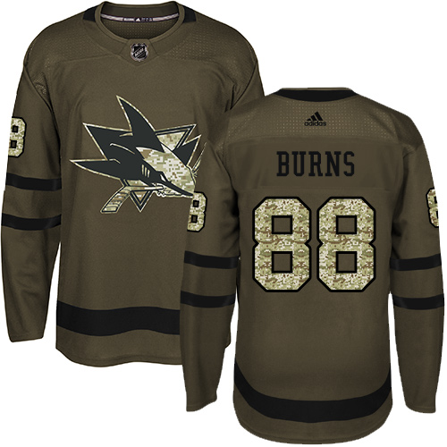 Adidas Sharks #88 Brent Burns Green Salute to Service Stitched NHL Jersey