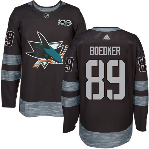 Adidas Sharks #89 Mikkel Boedker Black 1917-2017 100th Anniversary Stitched NHL Jersey