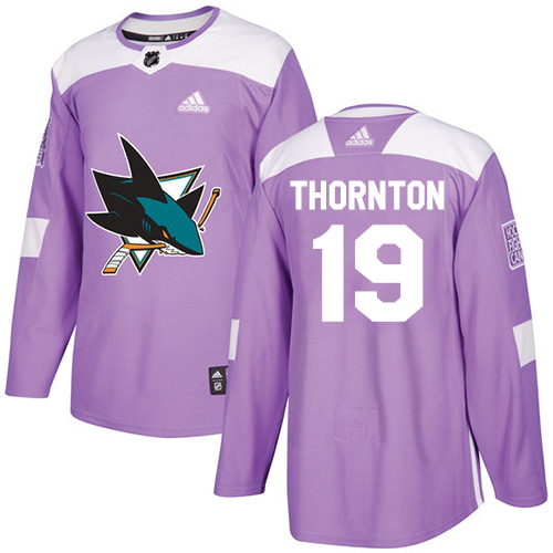 Adidas Sharks #19 Joe Thornton Purple Authentic Fights Cancer Stitched NHL Jersey