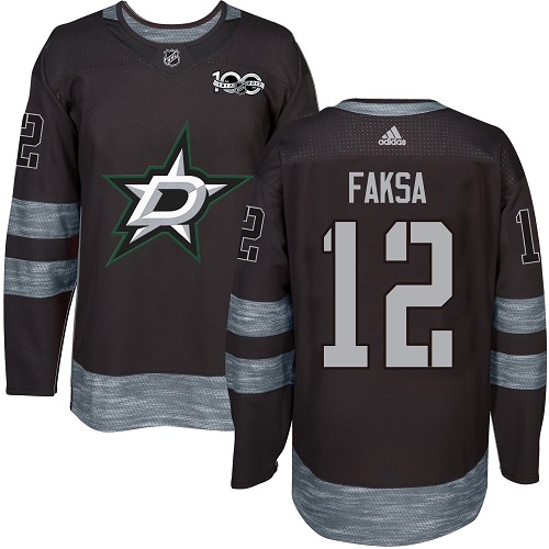 Adidas Stars #12 Radek Faksa Black 1917-2017 100th Anniversary Stitched NHL Jersey