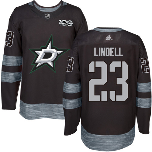 Adidas Stars #23 Esa Lindell Black 1917-2017 100th Anniversary Stitched NHL Jersey