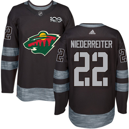 Adidas Wild #22 Nino Niederreiter Black 1917-2017 100th Anniversary Stitched NHL Jersey