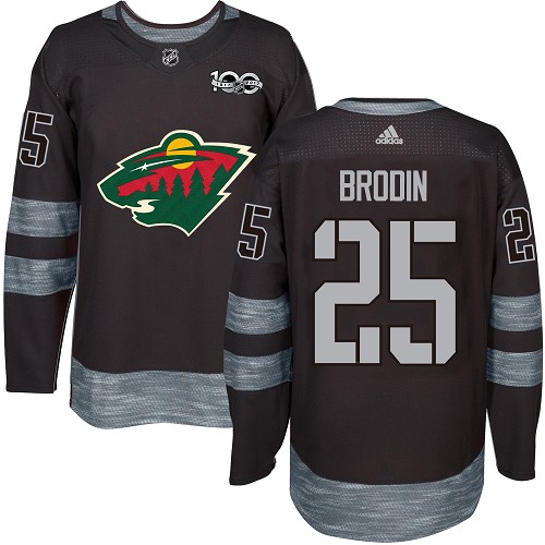 Adidas Wild #25 Jonas Brodin Black 1917-2017 100th Anniversary Stitched NHL Jersey