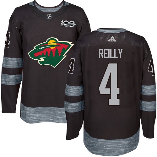 Adidas Wild #4 Mike Reilly Black 1917-2017 100th Anniversary Stitched NHL Jersey