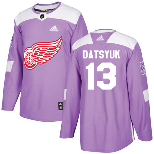 Adidas Red Wings #13 Pavel Datsyuk Purple Authentic Fights Cancer Stitched NHL Jersey