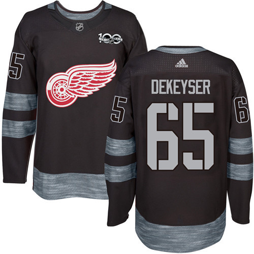 Adidas Red Wings #65 Danny DeKeyser Black 1917-2017 100th Anniversary Stitched NHL Jersey