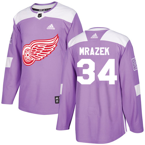 Adidas Red Wings #34 Petr Mrazek Purple Authentic Fights Cancer Stitched NHL Jersey