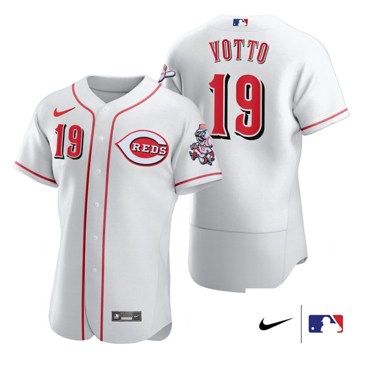 Nike Men #19 Joey Votto Cincinnati Reds Authentics Baesball Jerseys Sale-White