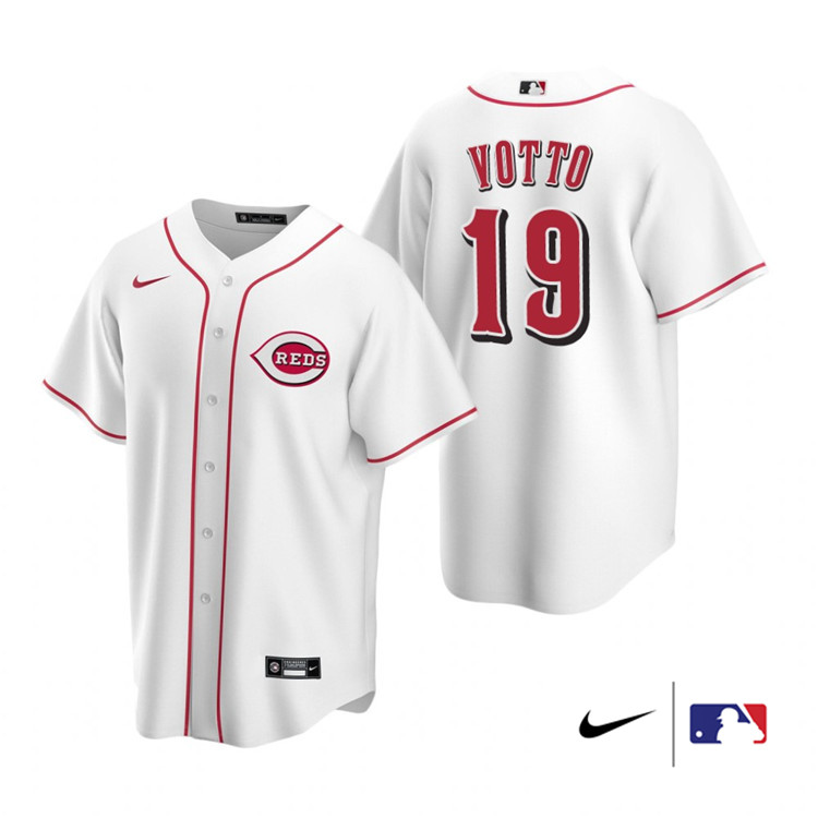 Nike Men #19 Joey Votto Cincinnati Reds Baesball Jerseys Sale-White