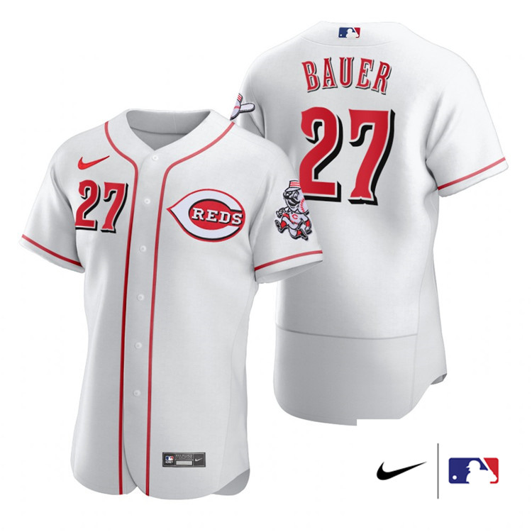 Nike Men #27 Trevor Bauer Cincinnati Reds Authentics Baesball Jerseys Sale-White