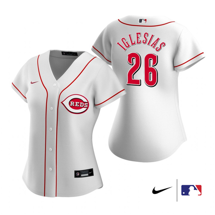 Nike Women #26 Raisel Iglesias Cincinnati Reds Baesball Jerseys Sale-White