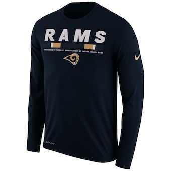 Los Angeles Rams Navy Sideline Legend Staff Performance Long Sleeve T-Shirt