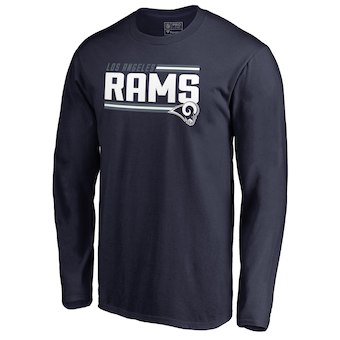 Los Angeles Rams NFL Pro Line by Fanatics Branded Navy Iconic Collection On Side Stripe Long Sleeve