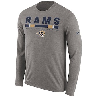 Los Angeles Rams Charcoal Sideline Legend Staff Performance Long Sleeve T-Shirt