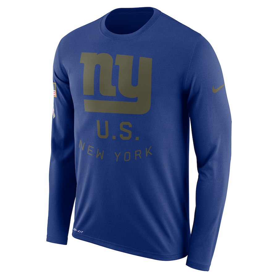 New York Giants Salute To Service Sideline Legend Performance Long Sleeve T-Shirt Royal