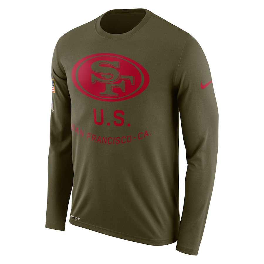 San Francisco 49ers Salute To Service Sideline Legend Performance Long Sleeve T-Shirt Olive