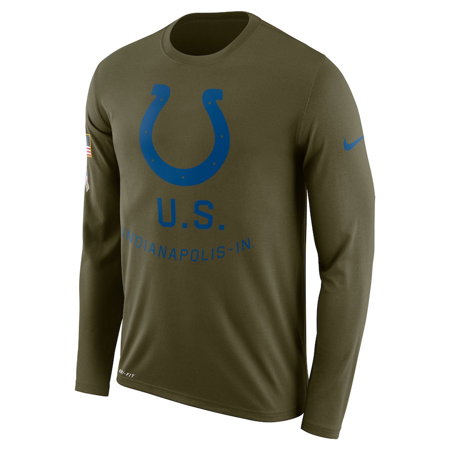 Indianapolis Colts Salute To Service Sideline Legend Performance Long Sleeve T-Shirt Olive