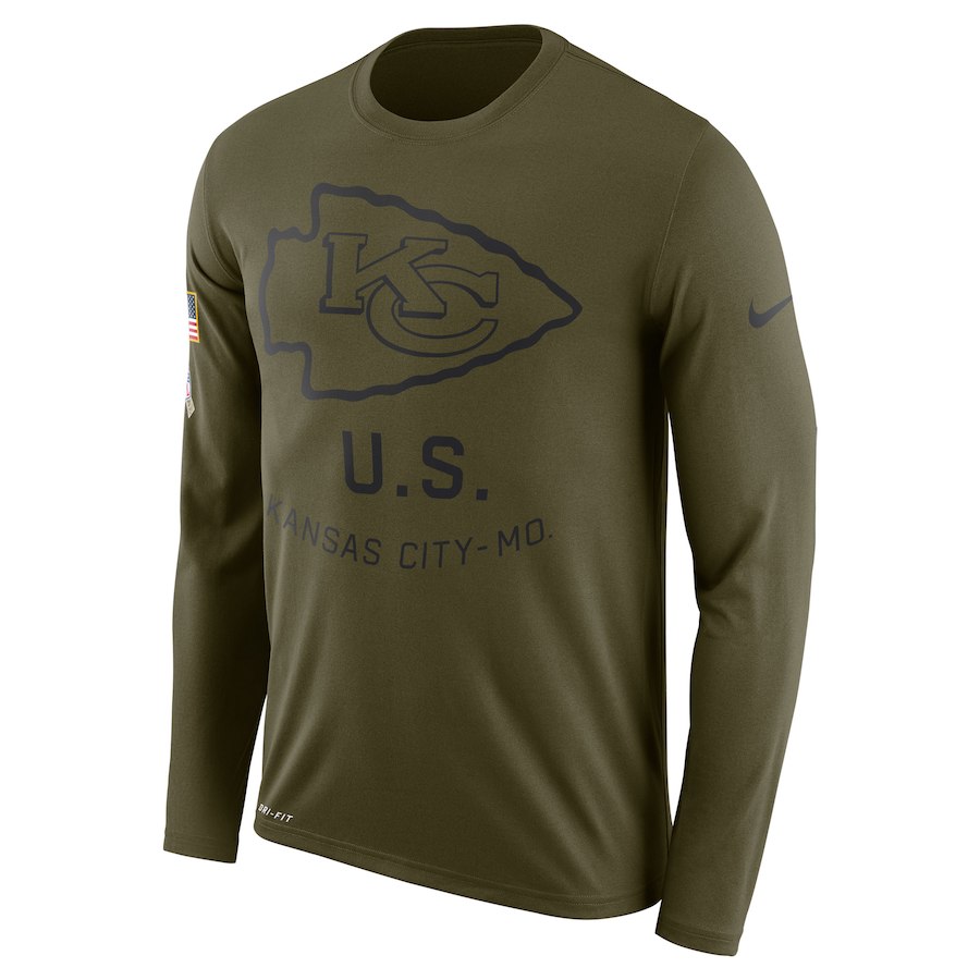 Kansas City Chiefs Salute To Service Sideline Legend Performance Long Sleeve T-Shirt Olive