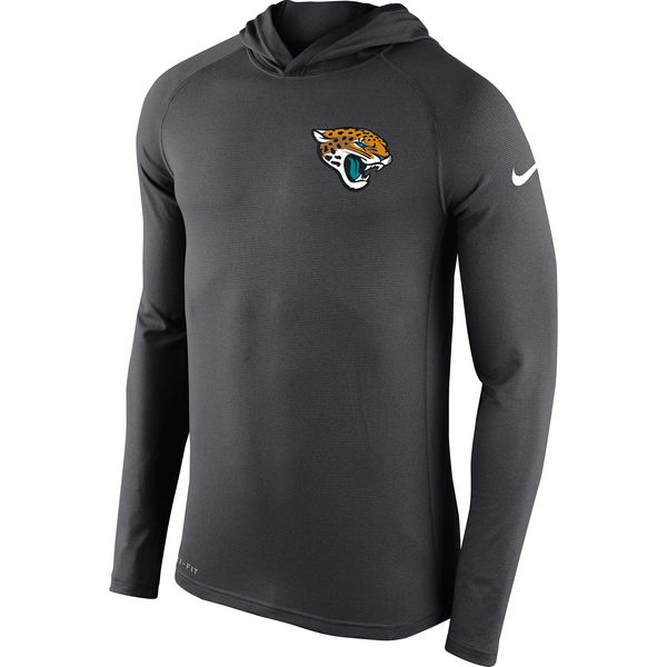 Jacksonville Jaguars Charcoal Stadium Touch Long Sleeve Hooded Performance T-Shirt