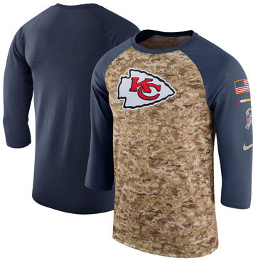 Kansas City Chiefs Camo Anthracite Salute to Service Sideline Legend Performance Three-Quarter Sleev