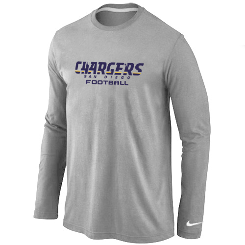 San Diego Chargers Authentic font Long Sleeve T-Shirt Grey