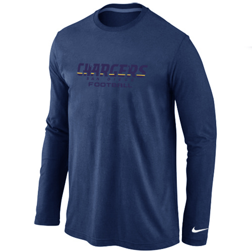 San Diego Chargers Authentic font Long Sleeve T-Shirt D.Blue