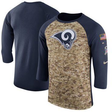 Los Angeles Rams Camo Navy Salute to Service Sideline Legend Performance Three-Quarter Sleeve T Shir