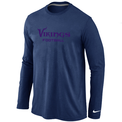 Minnesota Vikings Authentic font Long Sleeve T-Shirt D.Blue