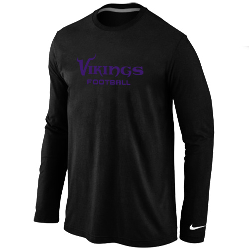 Minnesota Vikings Authentic font Long Sleeve T-Shirt Black