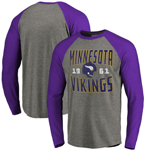 Minnesota Vikings NFL Pro Line by Fanatics Branded Timeless Collection Antique Stack Long Sleeve Tri