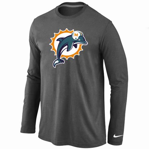 Miami Dolphins Logo Long Sleeve T-Shirt D.Grey