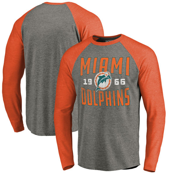 Miami Dolphins NFL Pro Line by Fanatics Branded Timeless Collection Antique Stack Long Sleeve Tri-Bl